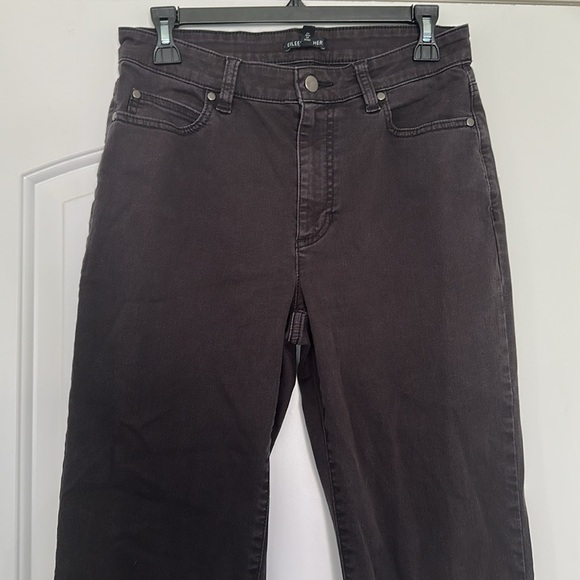 Eileen Fisher Black Straight Leg Jeans High Waist Organic Cotton Sz 6 - Picture 5 of 8